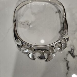 Taxco Mexico Sterling Silver Modernist Collar Choker Necklace 87g